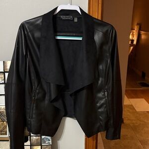 Bagatelle Italian Soft Black Leather Waterfall Jacket
